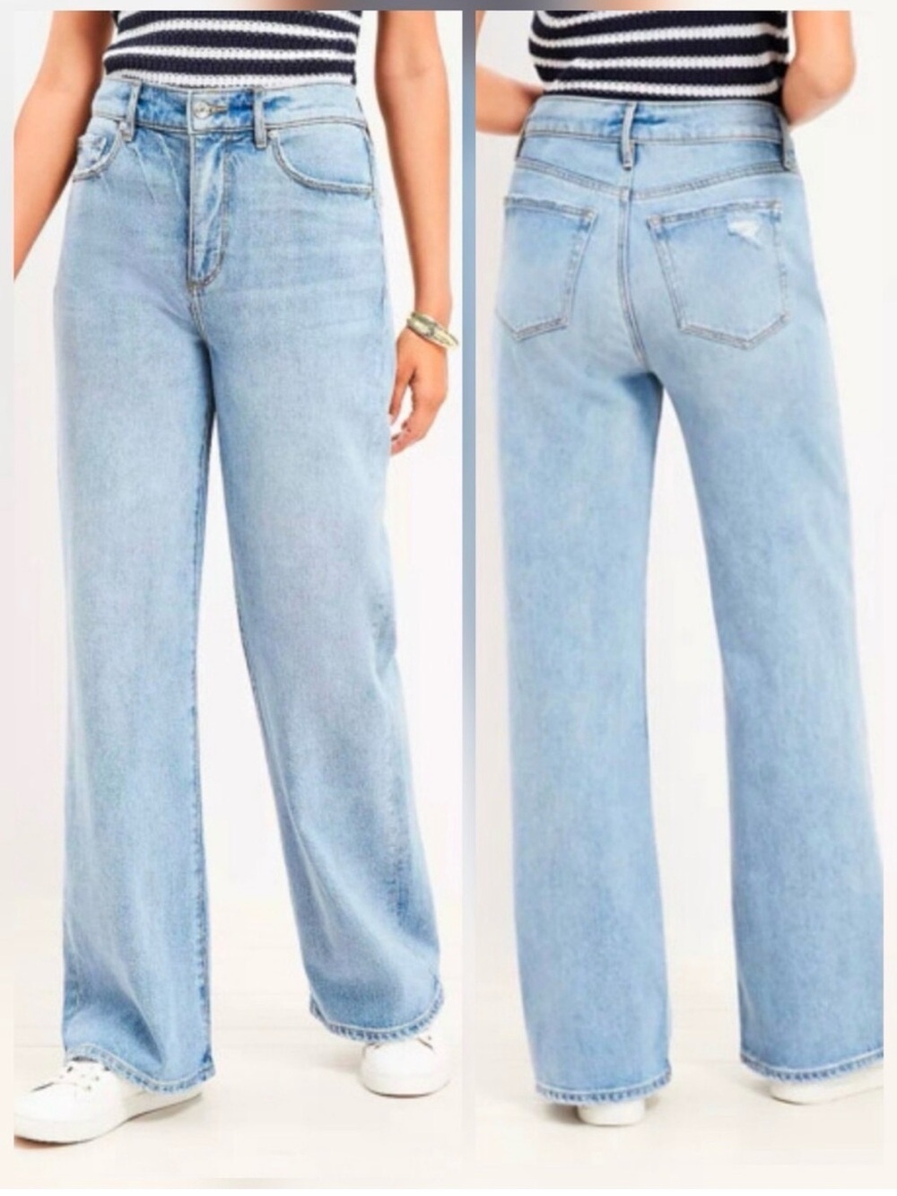 LOFT Light Blue High-Rise Wide-Leg Jeans